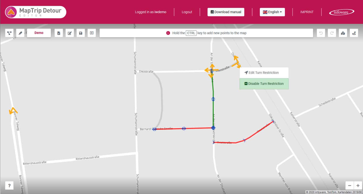 Route planning interface 