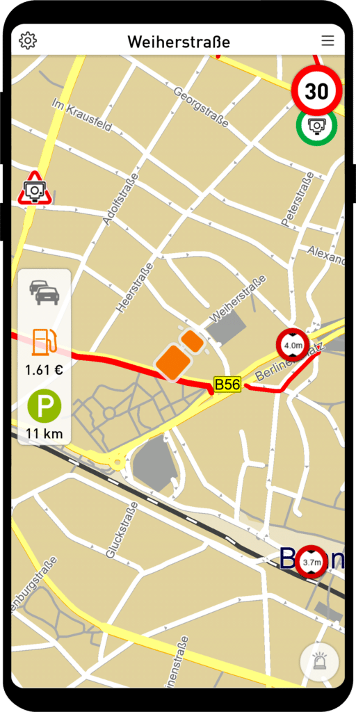 Anzeige von Straßennamen auf der Karte vor Release MapTrip 5.5 SDK 9.5